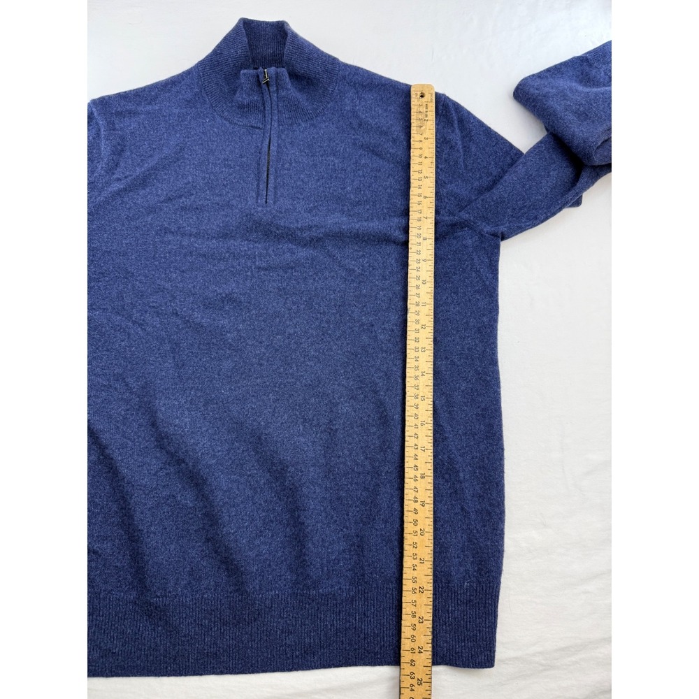 Boden Mens 100% Cashmere Quarter Zip Sweater Blue Mock Neck Pullover Size M - Picture 4 of 6